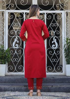 Maroon printed cotton long-kurtis 2