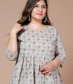Miravan Womens Plus Size Cotton Floral Printed Short Kurti