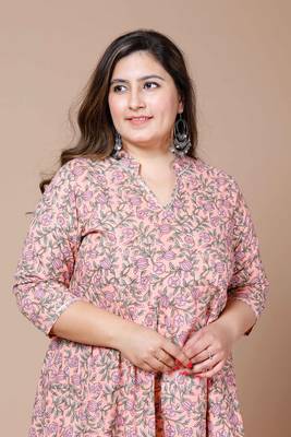  Women Plus Size cotton floral printed anarkali kurta 2