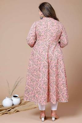  Women Plus Size cotton floral printed anarkali kurta 3