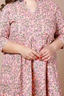  Women Plus Size cotton floral printed anarkali kurta