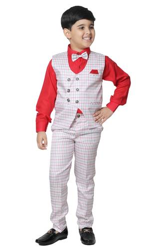 Navy Blue 3 Piece Baba Suit Set Cotton For boys // Western Wear