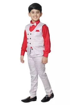 Navy Blue 3 Piece Baba Suit Set Cotton For boys // Western Wear