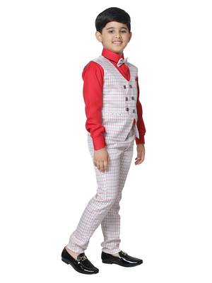 Navy Blue 3 Piece Baba Suit Set Cotton For boys // Western Wear 3