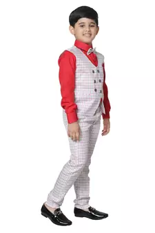 Navy Blue 3 Piece Baba Suit Set Cotton For boys // Western Wear