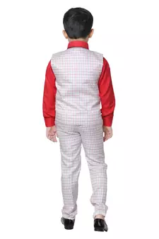 Navy Blue 3 Piece Baba Suit Set Cotton For boys // Western Wear