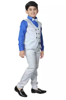 Beige 3 Piece Baba Suit Set Cotton For boys // Western Wear