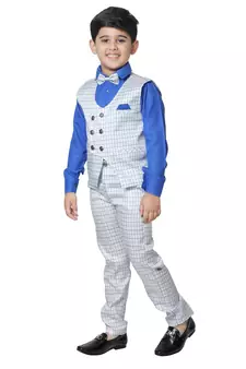 Beige 3 Piece Baba Suit Set Cotton For boys // Western Wear