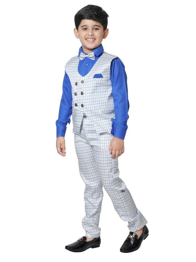 Beige 3 Piece Baba Suit Set Cotton For boys // Western Wear
