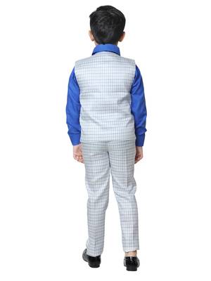 Beige 3 Piece Baba Suit Set Cotton For boys // Western Wear 4
