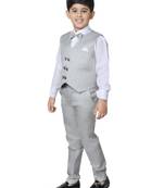 Grey 3 Piece Baba Suit Set Cotton For boys // Western Wear