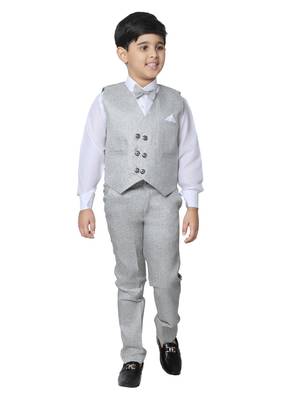 Grey 3 Piece Baba Suit Set Cotton For boys // Western Wear 2