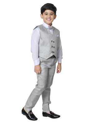 Grey 3 Piece Baba Suit Set Cotton For boys // Western Wear 3