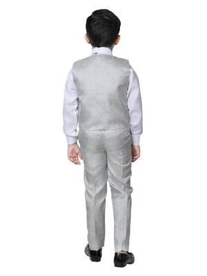 Grey 3 Piece Baba Suit Set Cotton For boys // Western Wear 4