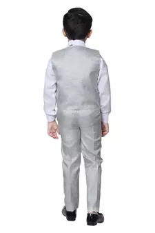 Grey 3 Piece Baba Suit Set Cotton For boys // Western Wear