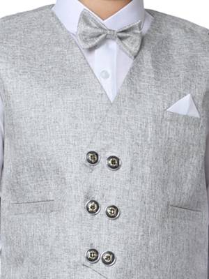Grey 3 Piece Baba Suit Set Cotton For boys // Western Wear 5