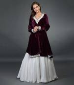 Noor Silk-Velvet Tilla Embroidered Kurta With Skirt And Dupatta