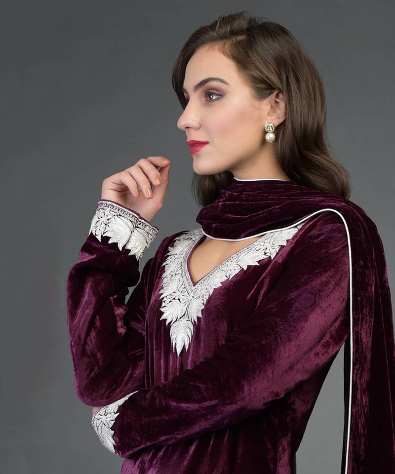 Noor Silk-Velvet Tilla Embroidered Kurta With Skirt And Dupatta