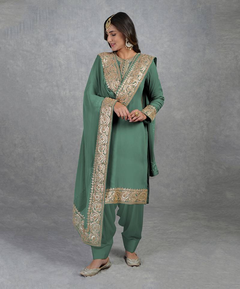 Kale Rose Gold Marori Gota Patti & Zardozi Hand Embroidered Salwar Suit
