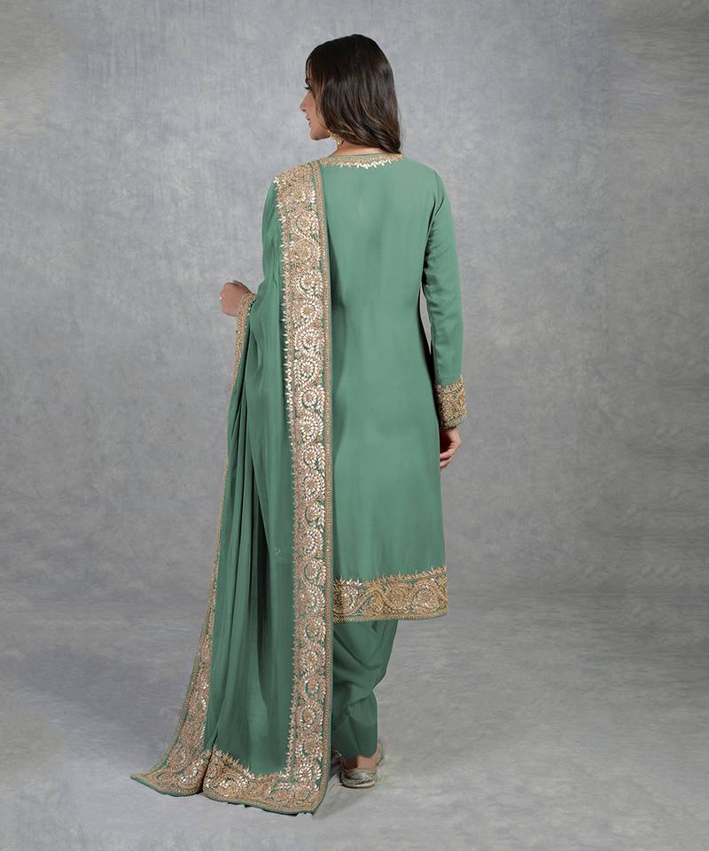 Kale Rose Gold Marori Gota Patti & Zardozi Hand Embroidered Salwar Suit