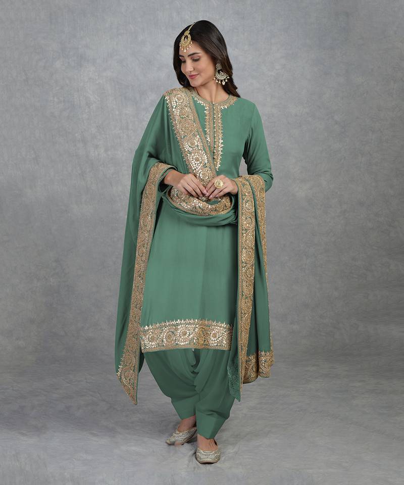 Kale Rose Gold Marori Gota Patti & Zardozi Hand Embroidered Salwar Suit