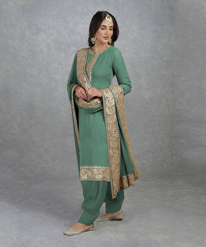 Kale Rose Gold Marori Gota Patti & Zardozi Hand Embroidered Salwar Suit