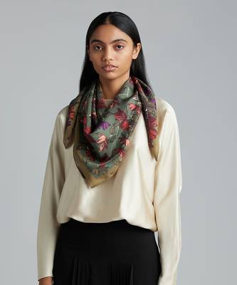 Under the Bougainvillea' Silk Scarf 1