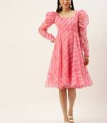 Ethnovogue Ready To Wear Pink Digital Printed Organza Dress