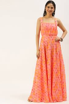 Ethnovogue Ready To Wear Multicolorcolored Digital Print Georgette Gown