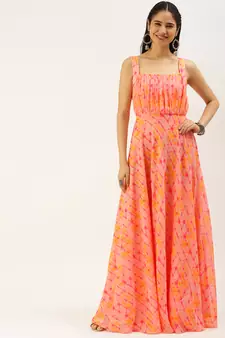 Ethnovogue Ready To Wear Multicolorcolored Digital Print Georgette Gown