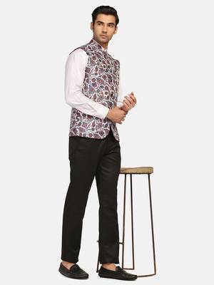 White printed polycotton bandhgala-suit 4