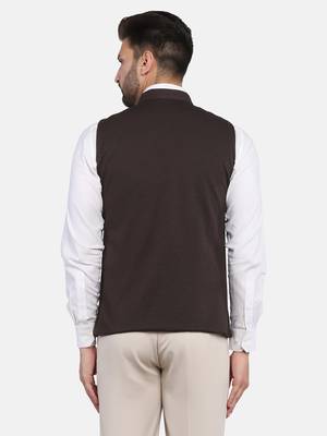 Brown plain polycotton bandhgala-suit 3