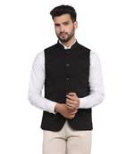 Black plain polycotton bandhgala-suit