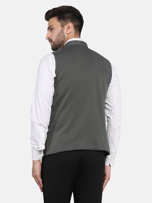 Green plain polycotton bandhgala-suit 4