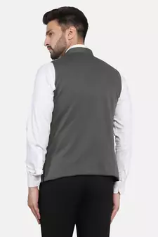 Green plain polycotton bandhgala-suit