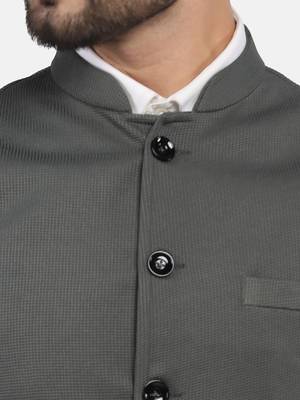 Green plain polycotton bandhgala-suit 5