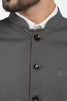 Green plain polycotton bandhgala-suit