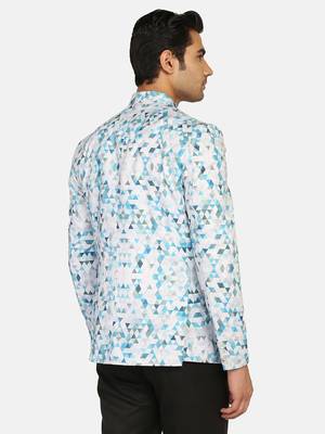 White printed polycotton bandhgala-suit 4