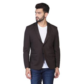 brown plain polycotton blazer 1