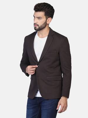 brown plain polycotton blazer 2