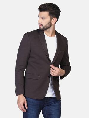 brown plain polycotton blazer 3