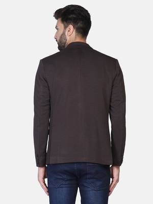 brown plain polycotton blazer 4