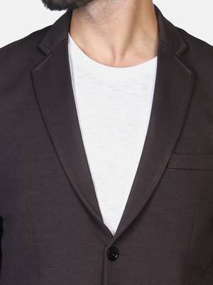brown plain polycotton blazer 5