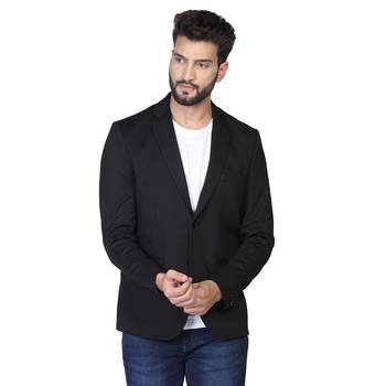 black plain polycotton blazer 1