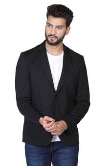 Black plain polycotton bandhgala-suit