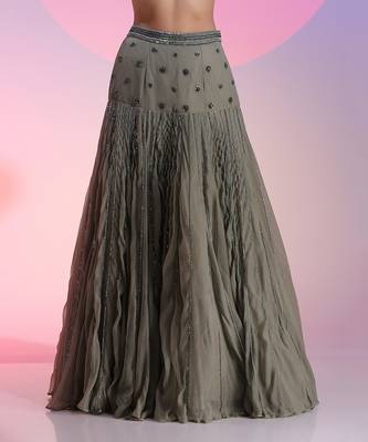 Grey Sequin And Beadwork Skirt Set 5