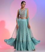Blue Zardozi And Sequin Lehenga Set