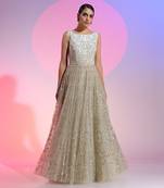 Sea Green Sequin Work Net Gown