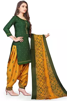 Anny Deziner Womens Cotton Printed kurta salwar with dupatta Set With Ineer (Ready To Wear)