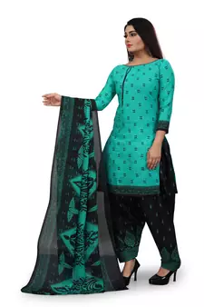 Anny Deziner Womens Cotton Printed kurta salwar with dupatta Set With Ineer (Ready To Wear)
